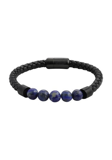 Zippo Braided Leather W Bead Bracelet 20cm