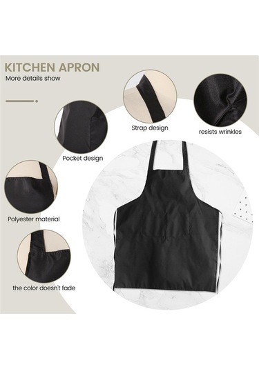 Ulzyvf Unisex Siyah Siyah Paket Önlük Önlük Geniş Cepli 2 12 - Tr Siyah