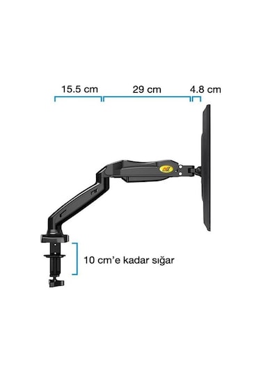 North Bayou NB F80 Tek Kol Amortisörlü 17-30" Masa Monitör Tutucu