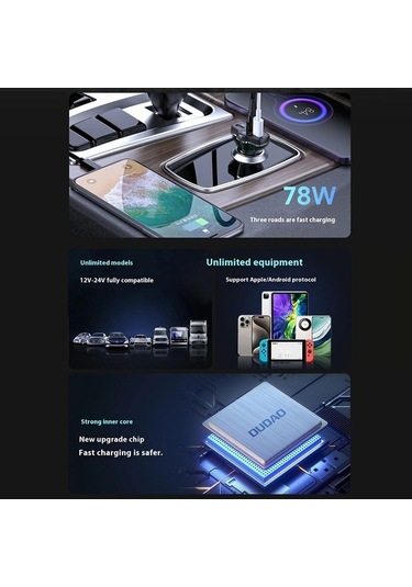 Dancemonkey Dudao R78 Pd Qc Hızlı Şarj Usb, Çift Tip-c Çakmak Şarj Cihazı