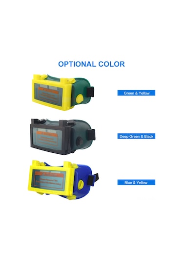 Vkemall Solar Ve Batarya Çift Besleme, Otomatik Işık Regülasyonlu, Çift Lensli, Uyarlanabilir Şeritli, Argon Çeliği Kaynak Gözlüğü - Koyu Yeşil