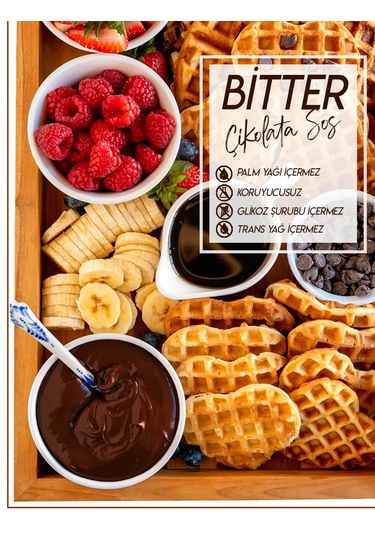 Bitter Çikolata Sos - Waffle & Krep & Pankek& Tatlı & Dondurma & Kruvasan Sos - 900 Gr