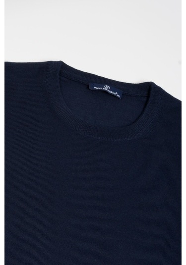 Woolen World Bisiklet Yaka Battal Büyük Boy Yünlü Triko Kazak Lacivert