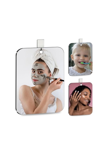 Kosona Banyo Duş Buhar Tutmaz Yüz Aynası - Erkek Tıraş Ve Güzellik Aynası, Taşınabilir El Aynası, Cam Malzeme 20x25 Cm Gümüş