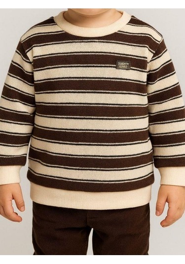 Erkek Çocuk Çizgili Kalın Triko-16193 Kahverengi