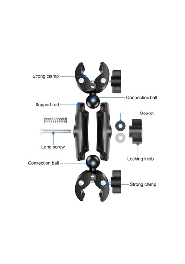Springsun Puluz Pu849b Esnek Motosiklet Süper Kelepçesi Çift Yengeç Kelepçeleri 360 Dönebilen Spor Kamerası Gidona Sabit Montaj