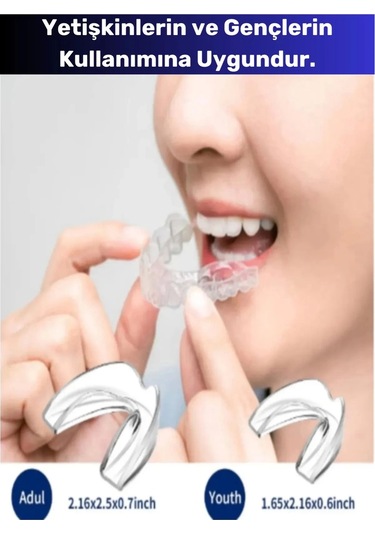 Premium Özel Seri Gece Plağı Çene Diş Sıkma Gıcırdatma Önleyici Koruyucu Diş Aparatı 2 Adet