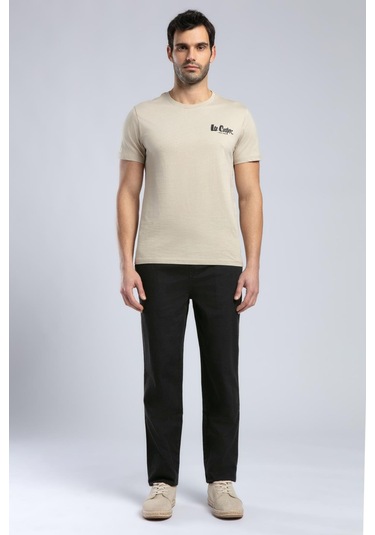 Lee Cooper Rinaldo Erkek O Yaka T-shirt Bej-19958 Bej