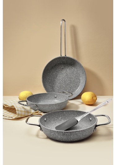 You Granit 4 Parça Tava Sahan Seti Gri