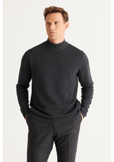 AC&Co / Altınyıldız Classics Erkek Füme Standart Fit Normal Kesim Yarım Balıkçı Yaka Hafif Salaş Pamuklu Triko 4A4921100008FUMM Füme AC&Co / Altınyıldız Classics Erkek Füme Standart Fit Normal Kesim Yarım Balıkçı Yaka Hafif Salaş Pamuklu Triko 4A4921100008FUMM Füme