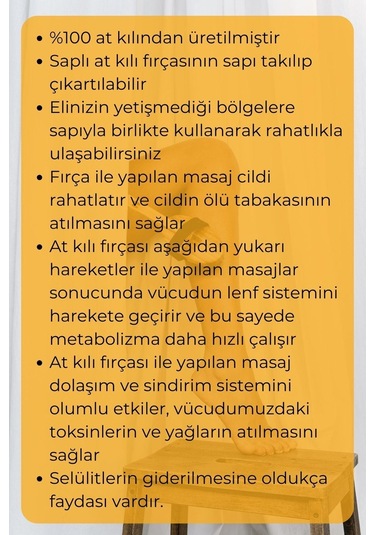 Doğal Gerçek At Kılı Peeling Etkili Selülit Masaj Fırçası