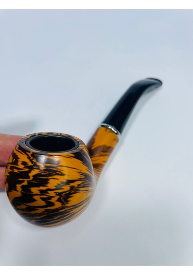 Ahşap Görünümlü Çizgili Pipo 2parça //13cm