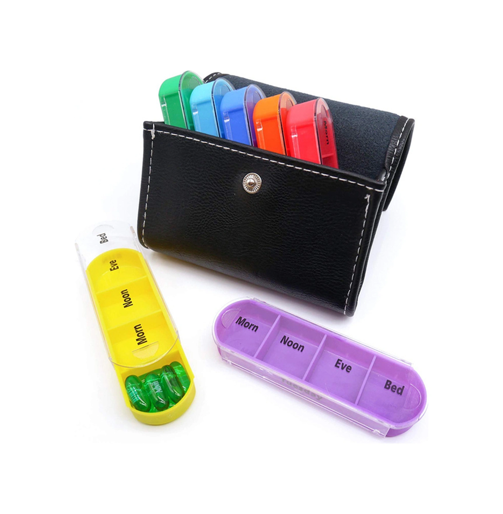 Neevoyu 7 Günlük Plastik İlaç Kutusu, 28 Bölmeli Cüzdan Tipi, Gündüz Ve Gece İlaç Saklama Kutusu Çok Renkli