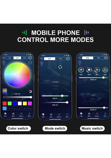 Seametal Led Senfoni Ortam Işığı Araba İç Usb Dekorasyon Atmosfer Neon Rgb Gökkuşağı Akrilik Şerit App Uzaktan Kumanda 1pc Strip 75cm+25cm