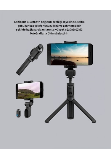 Bluetooth Selfie Çubuğu 360 Dönebilen Başlık, Kablosuz Bağlantı Çok Renkli