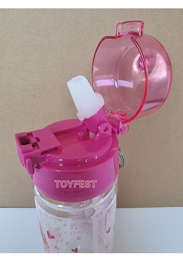 Pipetli Suluk Matara - Kilit Kapaklı Prenses Temalı - 500 Ml