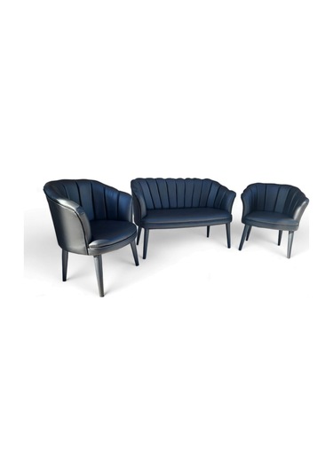 Siyah Deri Ahşap Ayaklı Ofis Koltuk Takımı Bekleme Salonu Koltuk Takımı Ofis Büro Mobilyası 2 1 1 Siyah