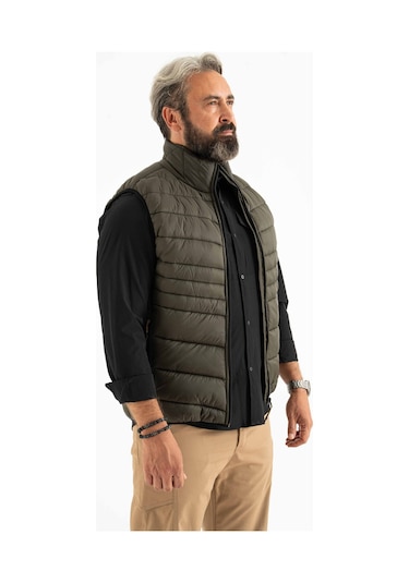 Longberg Erkek Dik Yaka Fermuarlı Kapitone Yelek