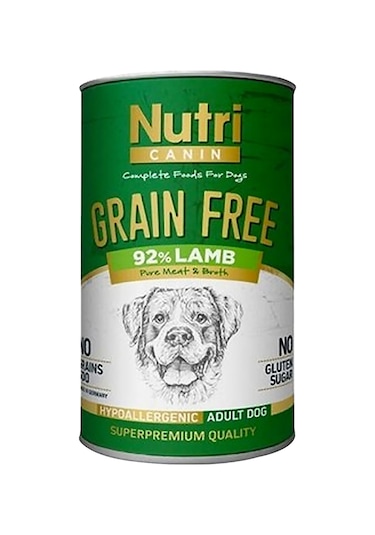 Nutri Canin Tahılsız %92 Kuzu Etli Konserve Yetişkin Köpek Maması 400 G