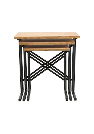 Ceramical Metal Ayaklı Eco X Zigon Sehpa - Atlantik Çam - 54x35x53 Cm Atlantik Çam