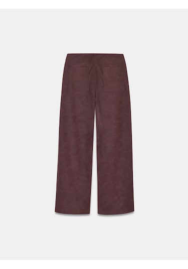 Dilvin 72252 Dikiş Detaylı Süet Görünümlü Pantolon-bordo Bordo
