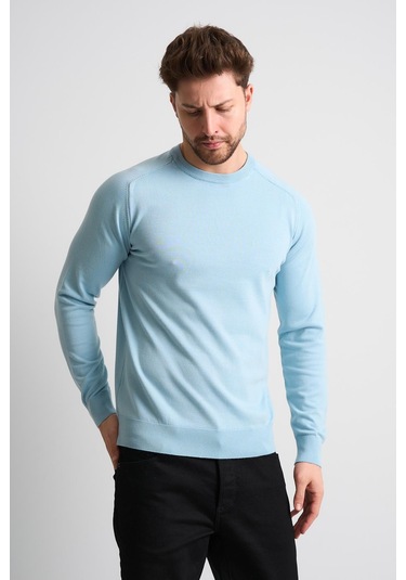 Alexandergardı Bisiklet Yaka Basic Triko Kazak Açık Mavi