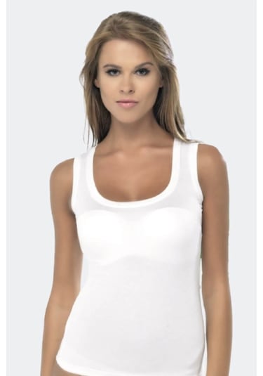 Malabadi 1037 Kadın Modal Açık Yaka Kalın Askılı Sırtı Kapalı Atlet-beyaz