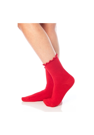 Bambu Kadın Lastiksiz Kırmızı Fırfırlı Soket Dikişsiz Çorap 3'lü Paket / İz Bırakmaz / Sıkmaz Çorap Renkli Bambu Kadın Lastiksiz Kırmızı Fırfırlı Soket Dikişsiz Çorap 3'lü Paket / İz Bırakmaz / Sıkmaz Çorap Renkli