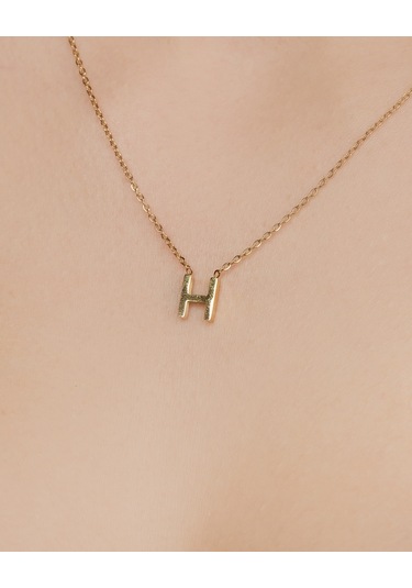 Lekka Design Kadın Kararmaz Çelik Takı H Harf Kolye Altın