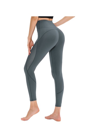 Jeehugo Kadınlar İçin Yüksek Bel Daraltıcı, Ağ Şeritli, Esnek Spor Tayt - Yoga, Koşu Ve Egzersiz İçin Gri Avrupa Beden S Koyu Gri