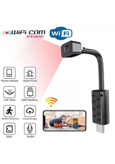 Mini Wifi Usb Kamera Esnek Tasarım Canlı İzleme Sd Karta Kayıt