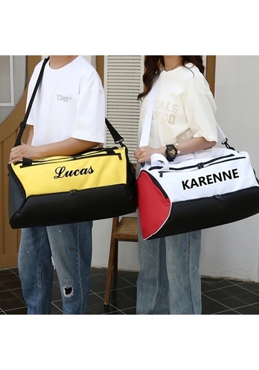 Sandwich Motion003 Kişiselleştirilebilir Büyük Kapasiteli Spor Bagaj Çantası Islak Kuru Bölmeli Siyah Siyah