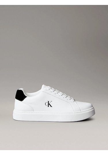 Calvin Klein Jeans Klasik Düz Tabanlı Bağcıklı Deri Erkek Beyaz Sneaker Ym0ym01435-01w Beyaz