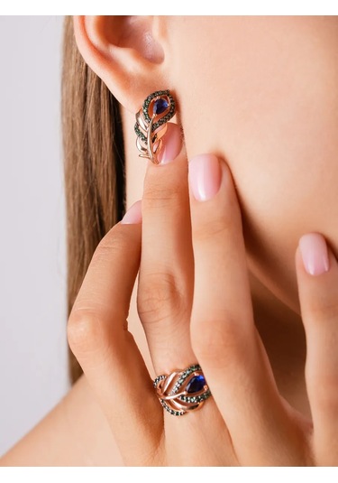 Lamponi 925 Ayar Gümüş Elmas Ve Safir Zambak Küpeleri İncirimlı 291819426 Altın