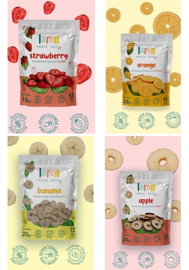 Laren Freeze Dry Kurutulmuş Sağlıklı Meyve ve Atıştırmalık 4'lü