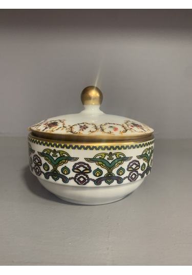 Fermato Porselen Kapaklı Şekerlik Verde Serisi Çok Renkli