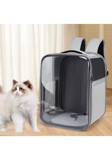 Suntek Kedi Sırt Çantası Taşınabilir Şeffaf Ön Köpek Gri
