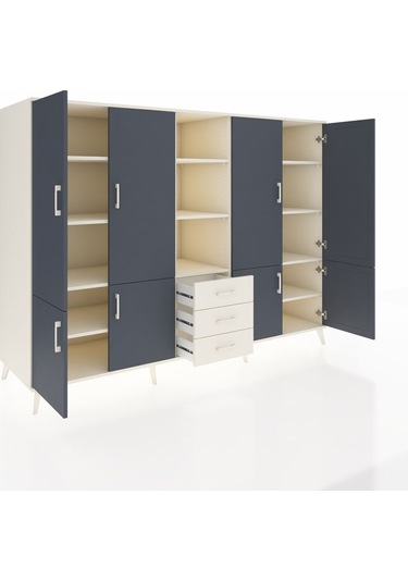 Kronos Dolap 11 Raflı 3 Çekmeceli 8 Kapaklı 220x59x163 Aytaşı-ant Aytaşı-antrasit/aytaşı