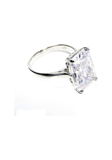 Gümüş Baget Beyaz Taşlı Kadın Yüzük