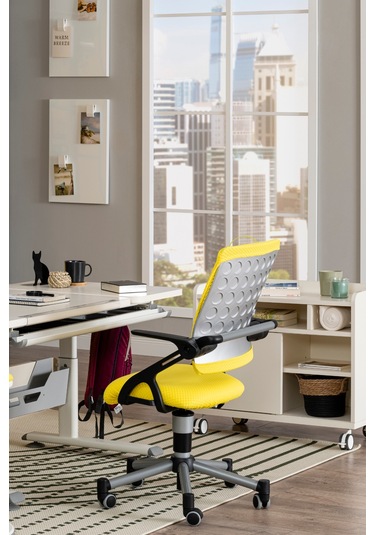 Creo Mobili Yükseklik Ayarlı Vega Plus Çalışma Sandalyesi, Ofis Ve Bilgisayar Koltuğu Sarı/sarı Gri