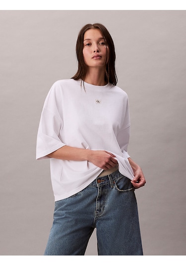 Calvin Klein Bayan T Shirt Lv047d204g Yaa Beyaz Beyaz