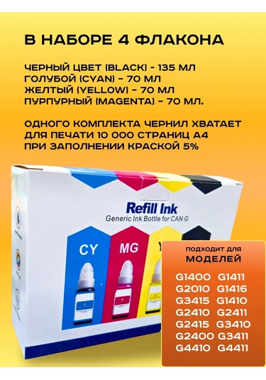 Zip Product Canon Pıxma G1400, G2400, G3400, G1810 Yazıcılar İçin Mürekkep 152102652