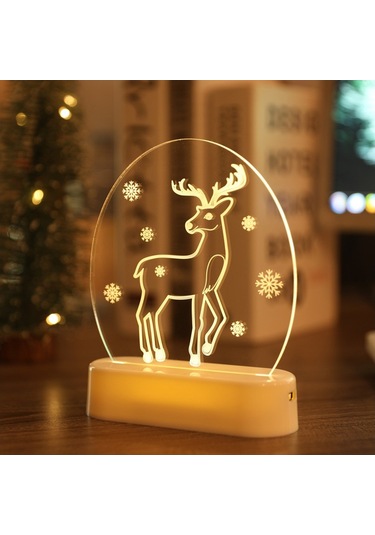 Soulader Akrilik Tabanlı Led Işıklı Neon Gece Lambası Noel Ağacı Dekorasyonu Ev Parti Süsleri Pembe