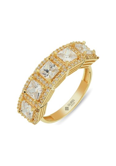 5 Taş Altın Yüzük 8 Ayar Sarı Altın (400511232)