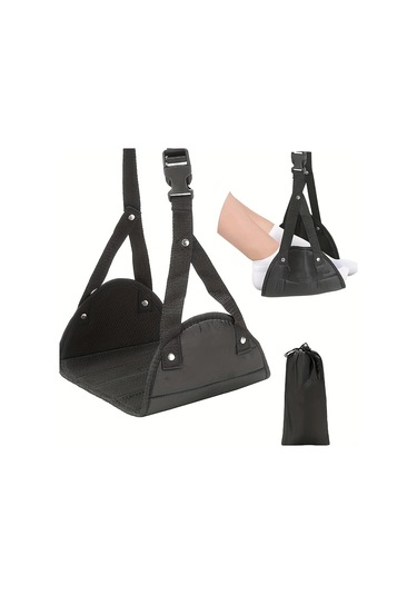 Dashanshop Siyah Uçak Ayak Dayama Yastığı, Seyahat Hamak, Ofis Pedalı, Yorgunluk Giderici Siyah 1 Parça