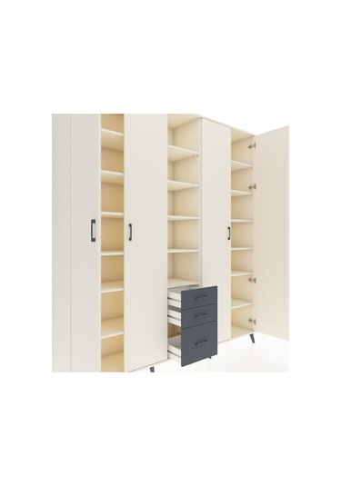 Hyperion Dolap 17 Raflı 3 Çekmeceli 4 Kapaklı 220x44x243 Aytaşı-aytaşı/antrasit Aytası/antrasıt