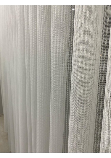 4042 Gümüş Simli Desenli Modern Ekru Tül Perde 1/2,5 Orta Normal Pileli Ekru-gümüş