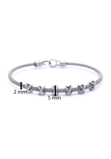 Ferizz 316l Çelik Düğüm Detaylı Gri Erkek Kelepçe Bileklik Eblk-4