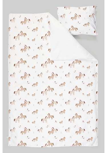 Organik Tek Kişilik Nevresim Takımı 160x220 - Minik Tay Renkli