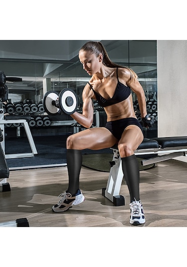 Vkemall Kadın Erkek Spor Koşu 15-20 Mmhg Sıkıştırma Bilekli Çoraplar Siyah İki Renkli 2xl 3'lü Paket